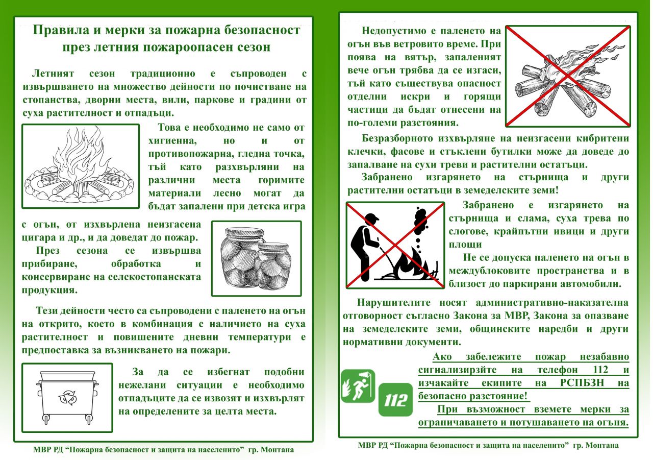 Правила и мерки за осигуряване на пожарна безопасност